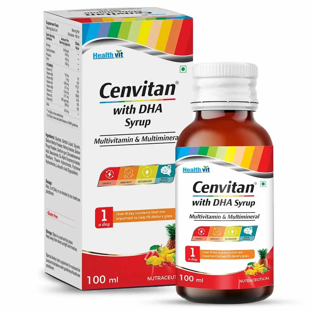 Healthvit Cenvitan Multivitamin & Multimineral with DHA Syrup,  100 ml  Mix Fruit