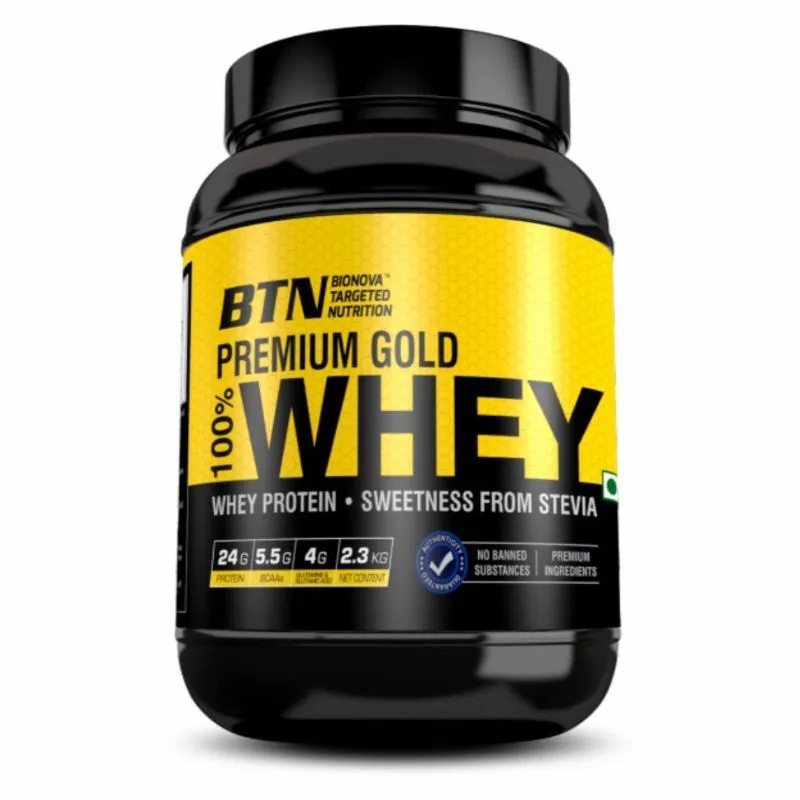 BTN Sports Premium Gold 100% Whey Protein Powder, Chocolate Flavour, 75 Servings