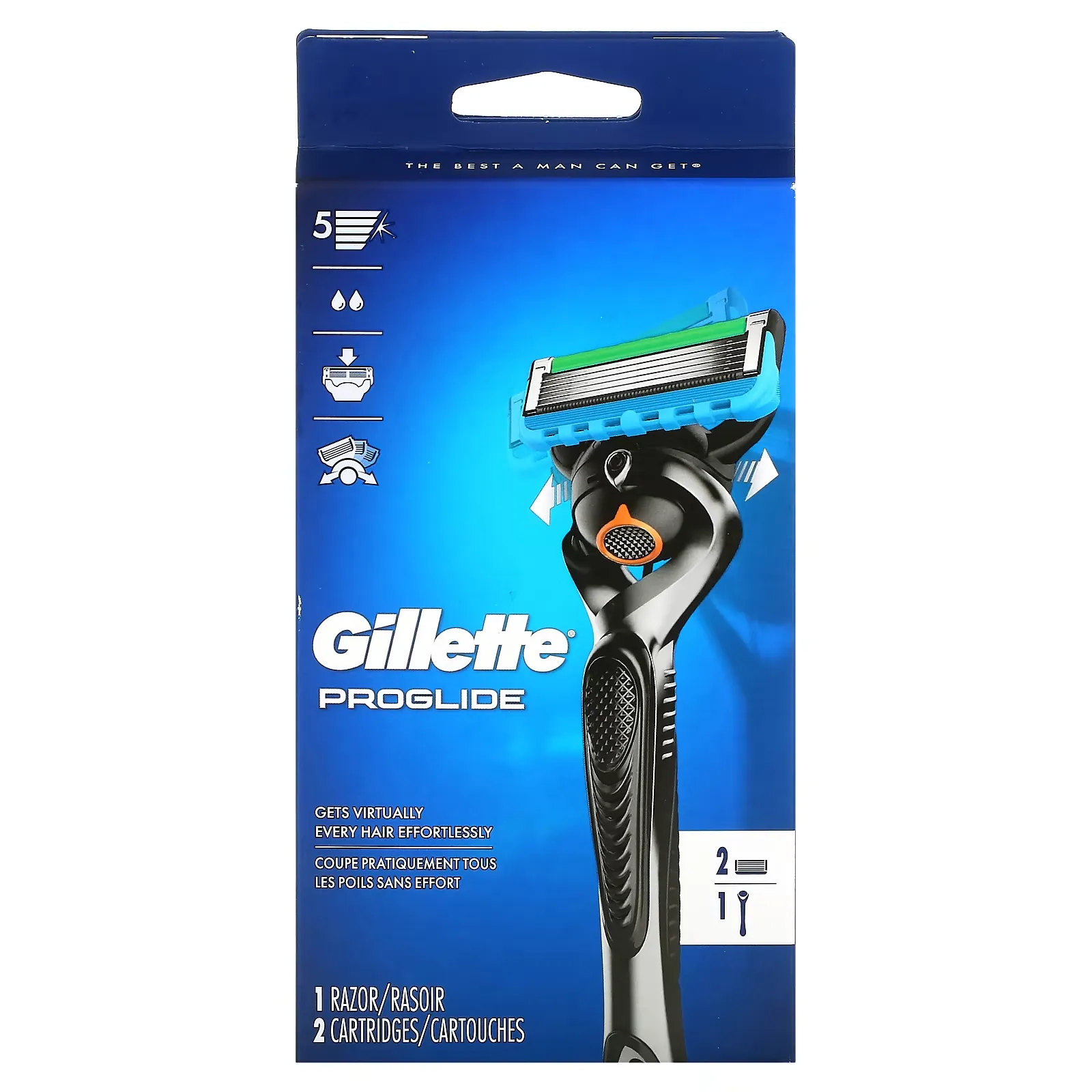 Fusion5 Proglide, 1 Razor + 2 Cartridges