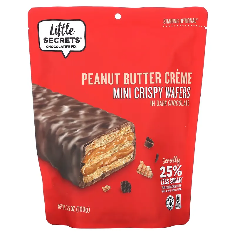 Mini Crispy Wafers, Peanut Butter Creme in Dark Chocolate, 3.5 oz (100 g)