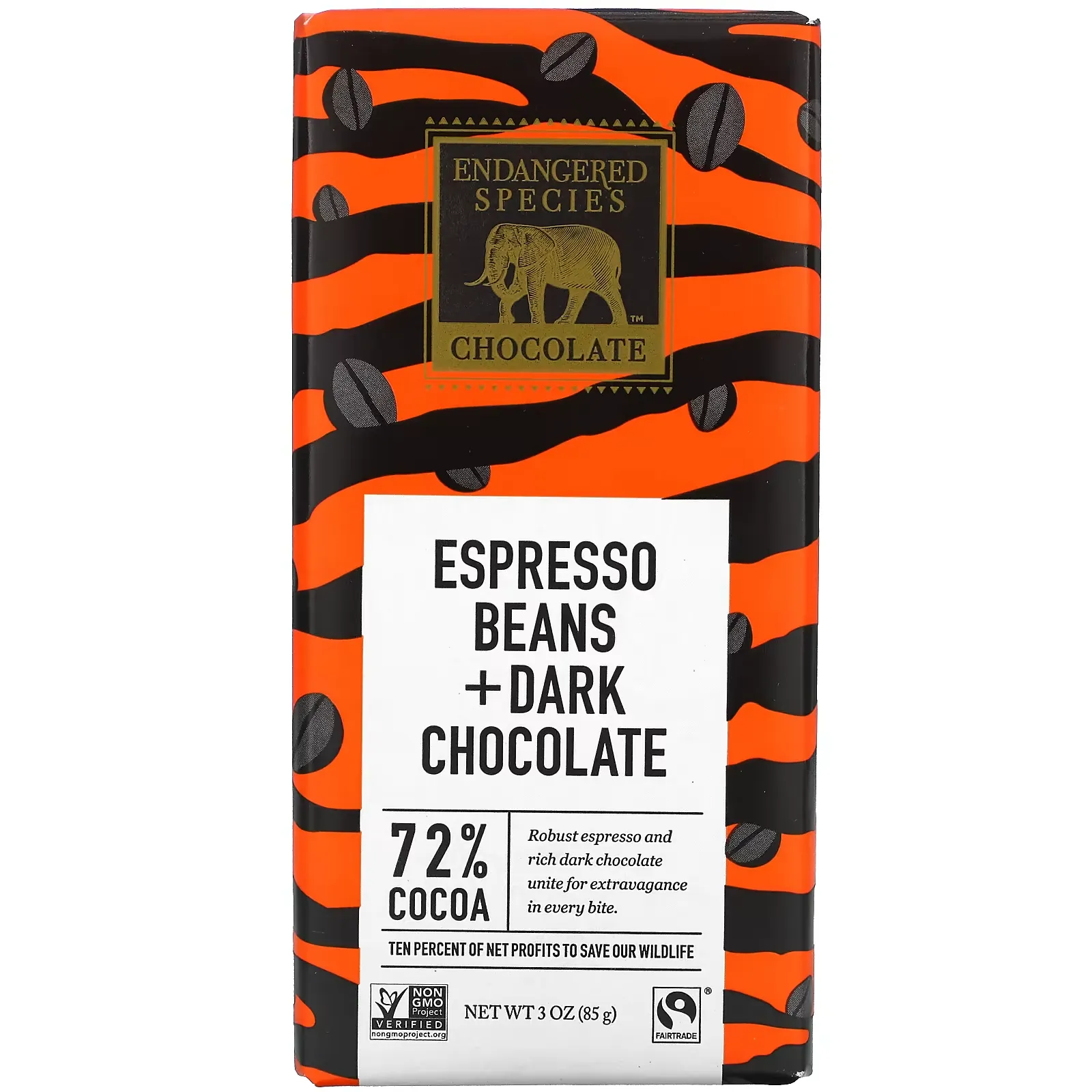 Espresso Beans + Dark Chocolate, 72% Cocoa, 3 oz (85 g)