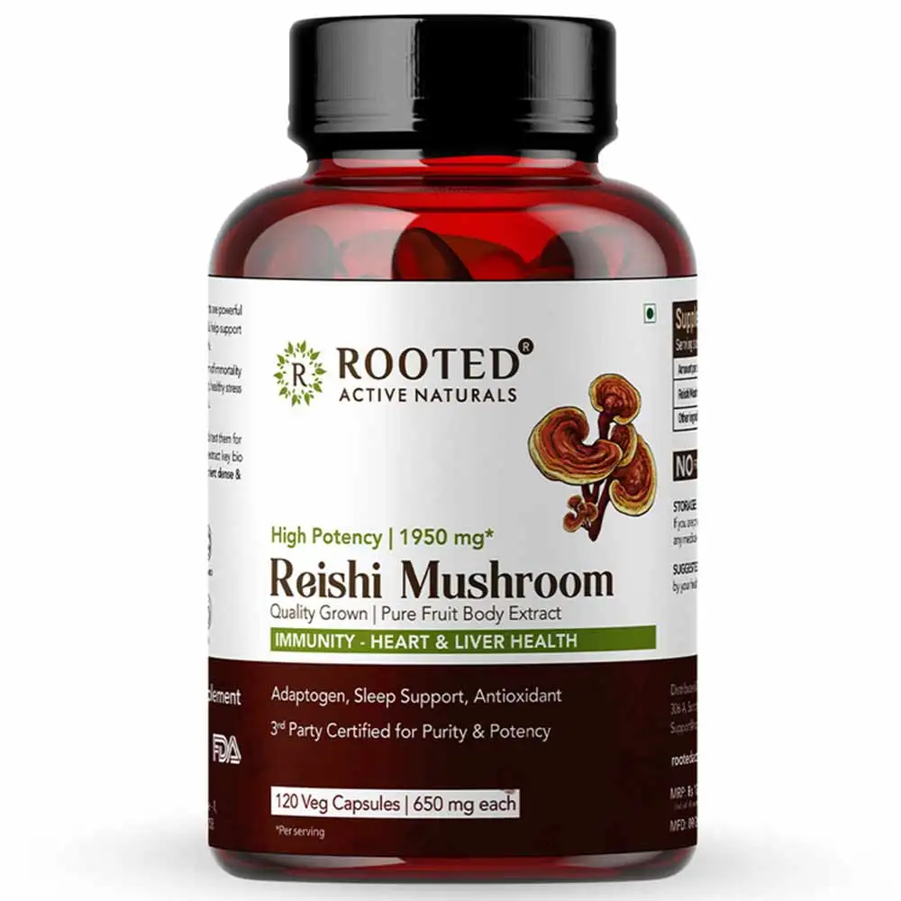 Rooted Active Naturals Reishi Mushroom,  120 capsules