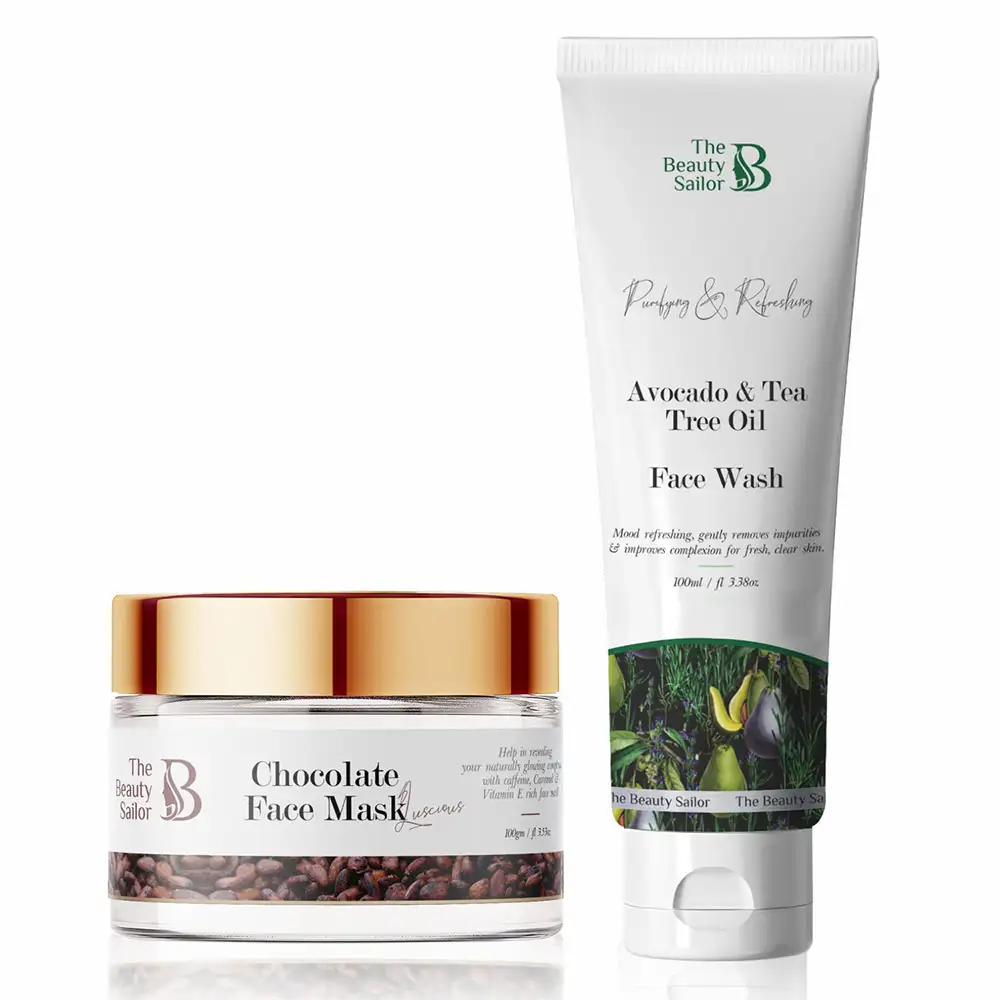 The Beauty Sailor Chocolate Face Mask 100 g & Avocado & Tea Tree Oil Face Wash Combo,  100 ml  Skin Refreshing