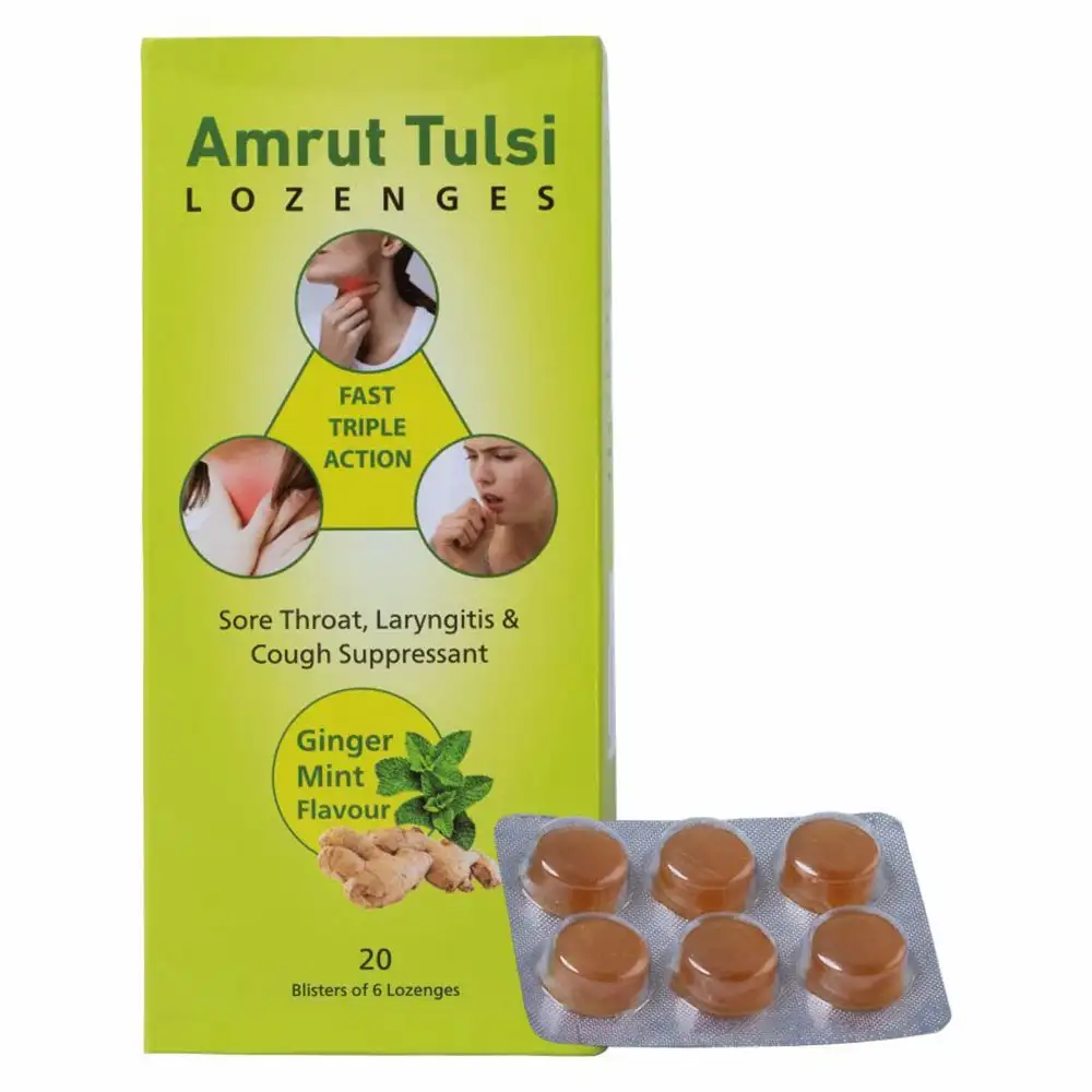 Amrut Tulsi Lozenges (Ginger Mint),  20 Strip(s)