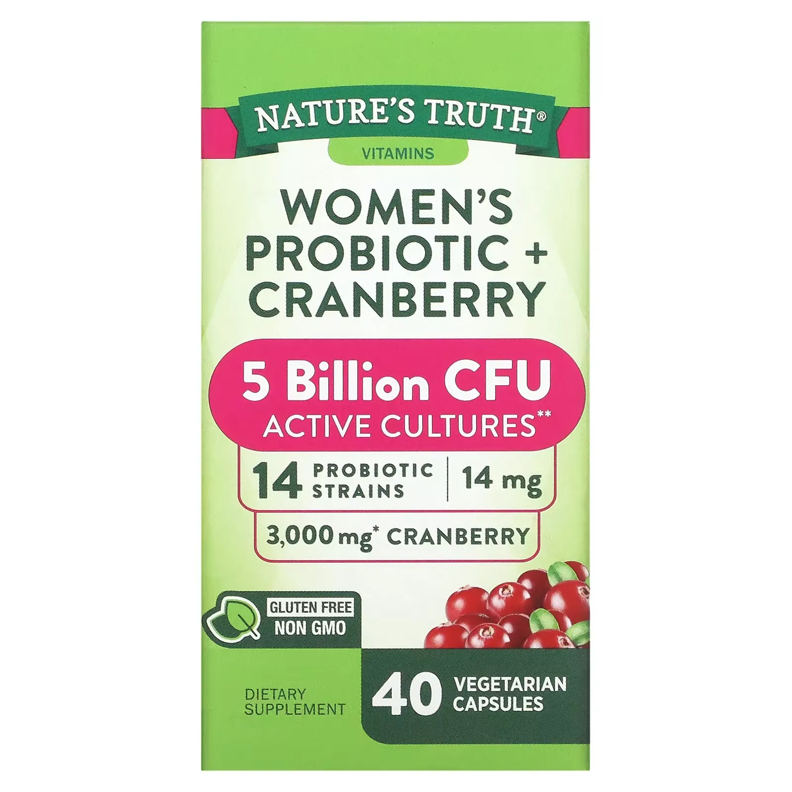 Women's Probiotic + Cranberry, 40 Vegetarian Capsules