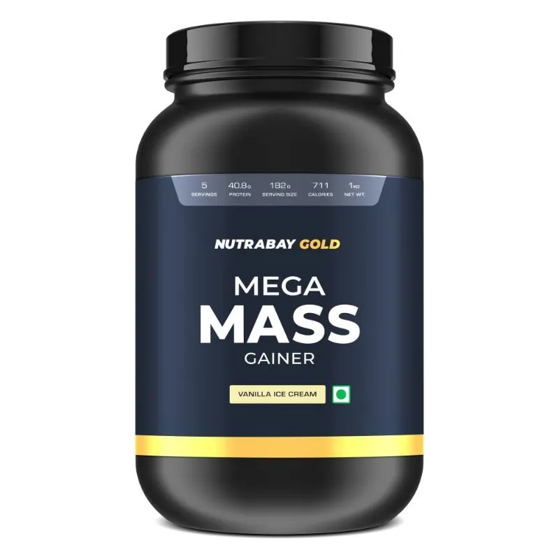 Nutrabay Gold Mega Mass Weight Gainer - Vanilla Ice Cream