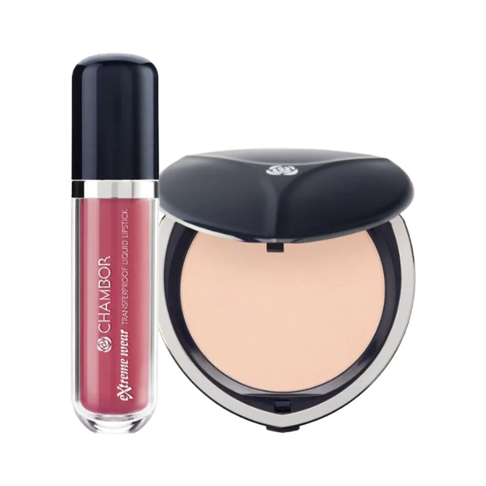 Chambor Silver Shadow Ivoire Compact & Rosemantic Liquid Lipstick Combo