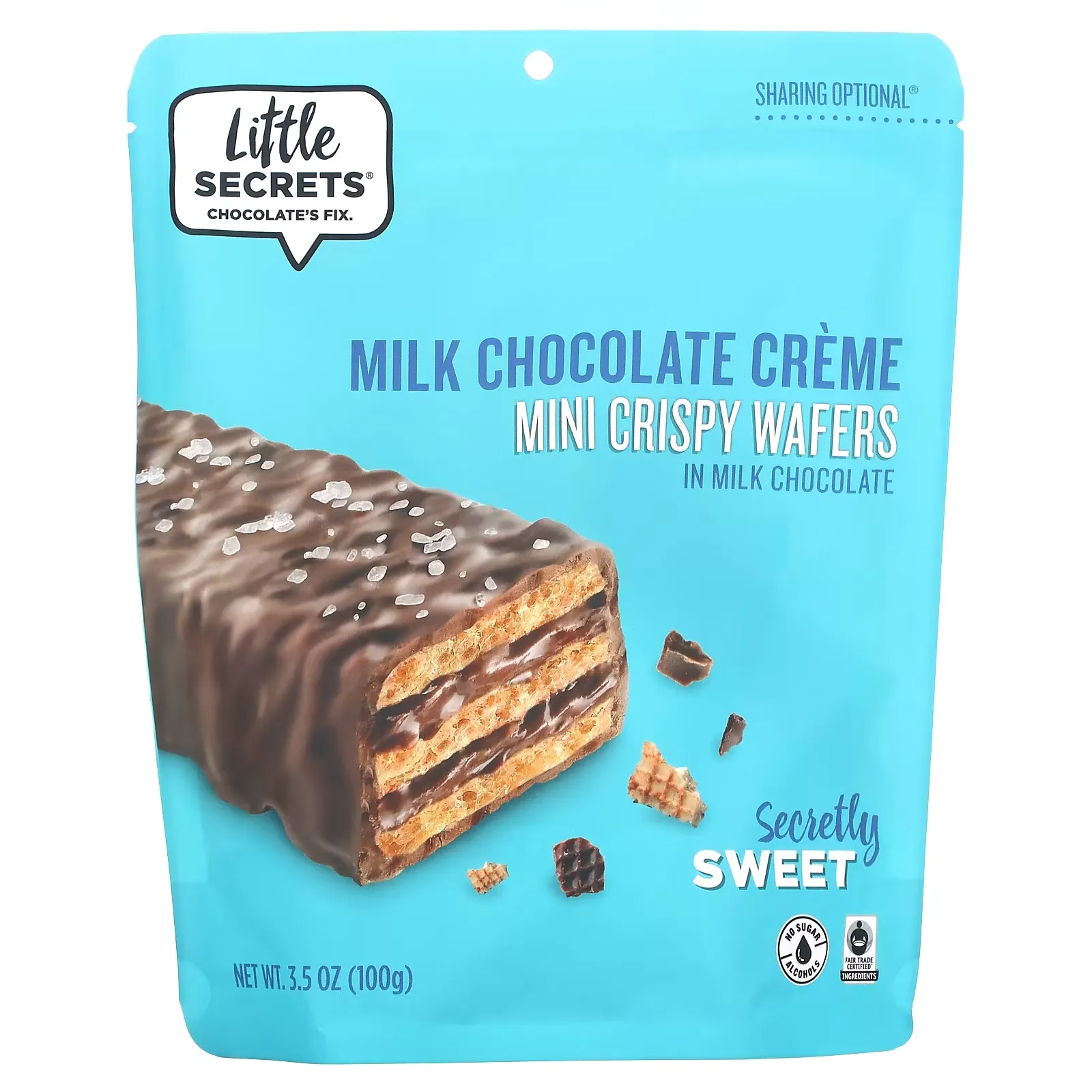 Mini Crispy Wafers in Milk Chocolate, Milk Chocolate Creme, 3.5 oz (100 g)