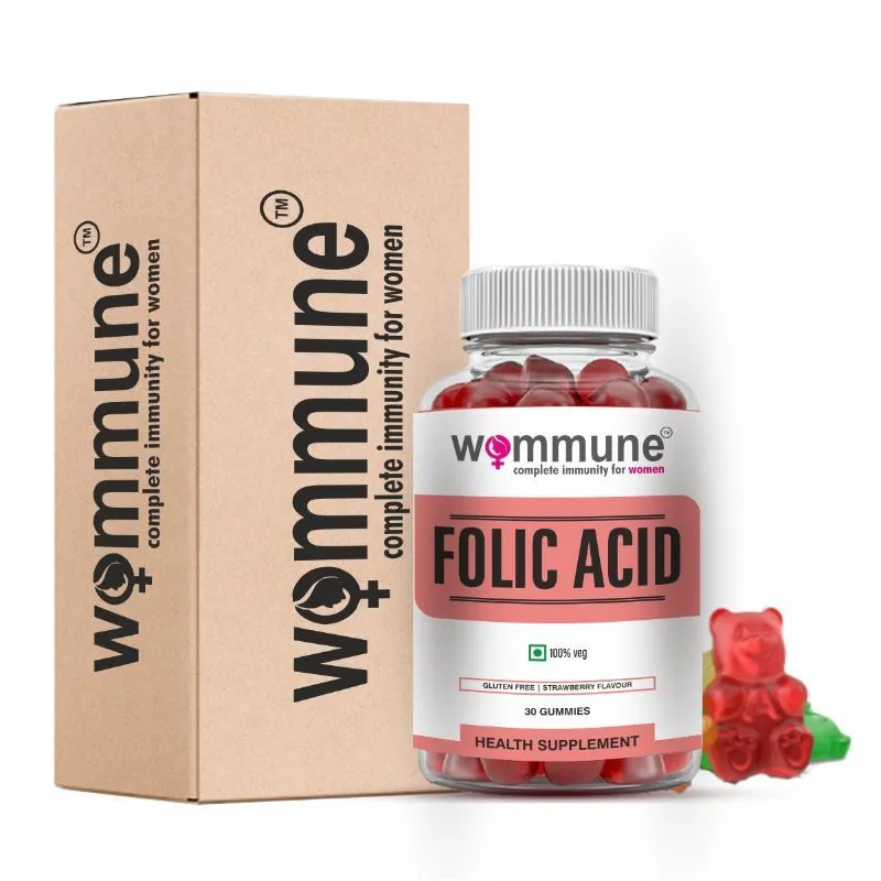 Wommune Folic Acid Gummies for Supports Blood Building & Immunity - Strawberry Flavour