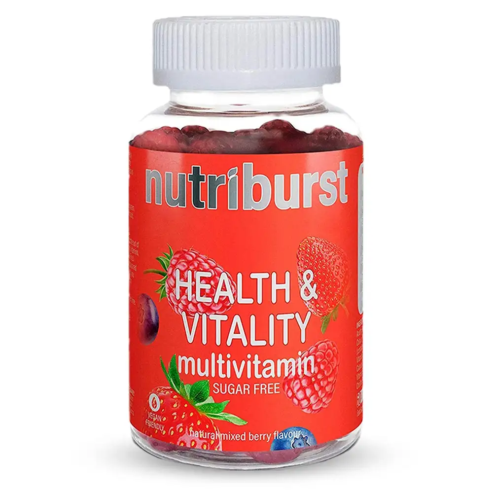 Nutriburst Health & Vitality Multivitamins,  60 gummies  Natural Mixed Berry