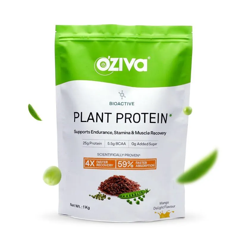 Oziva Bioactive Plant Protein (25g Vegan Protein) For Endurance & Muscle Recovery - Mango Delight