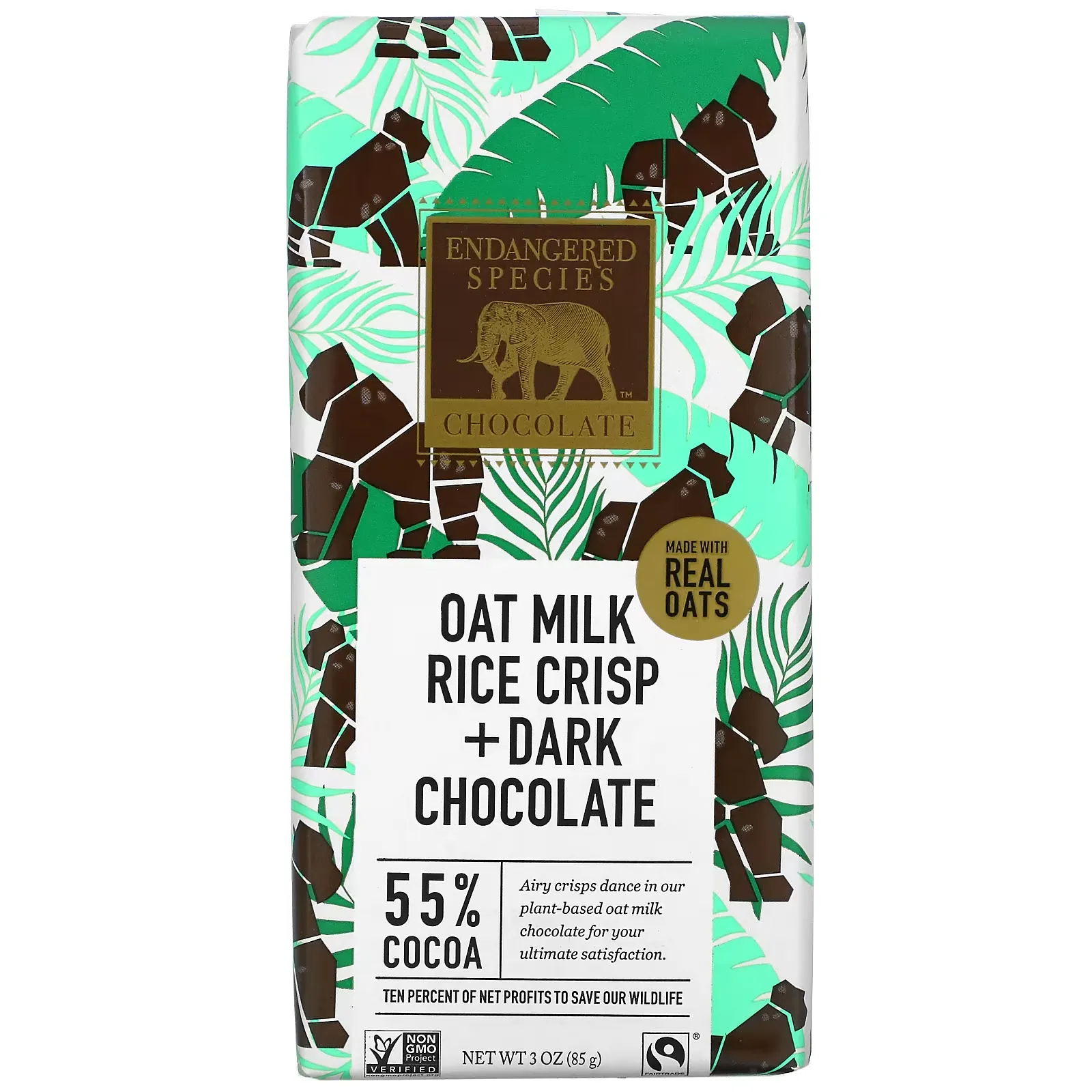 Oat Milk Rice Crisp + Dark Chocolate, 55% Cocoa, 3 oz (85 g)