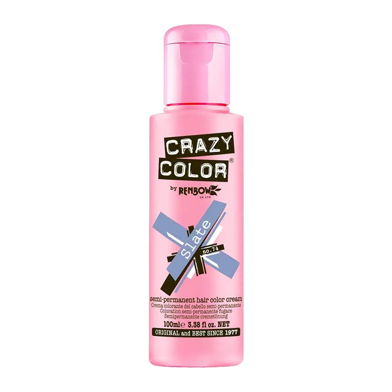 Crazy Color Semi Permanent Hair Color Cream - Slate No. 74