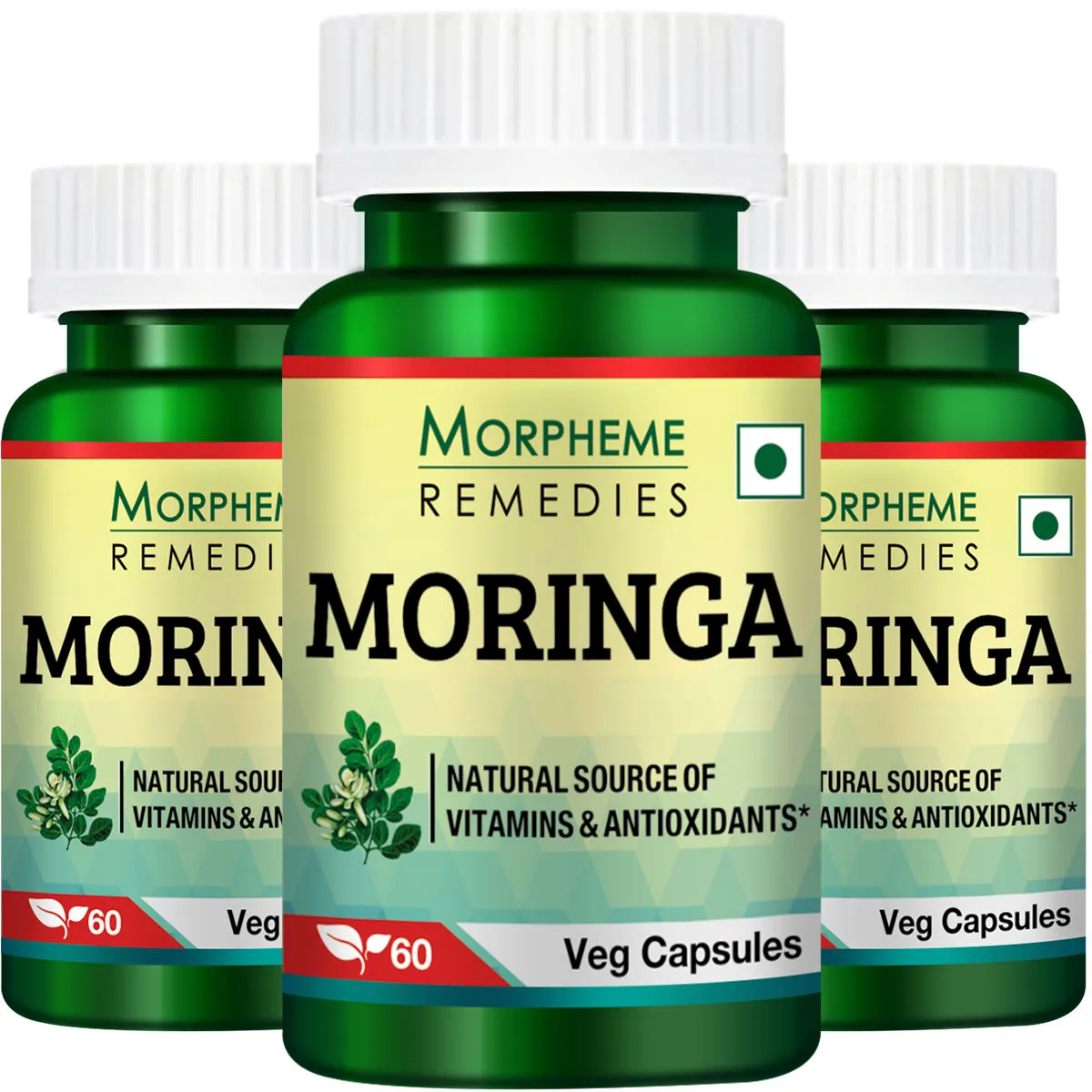 Morpheme Moringa 500mg Extract - 60 Veg Caps (3 Bottles)