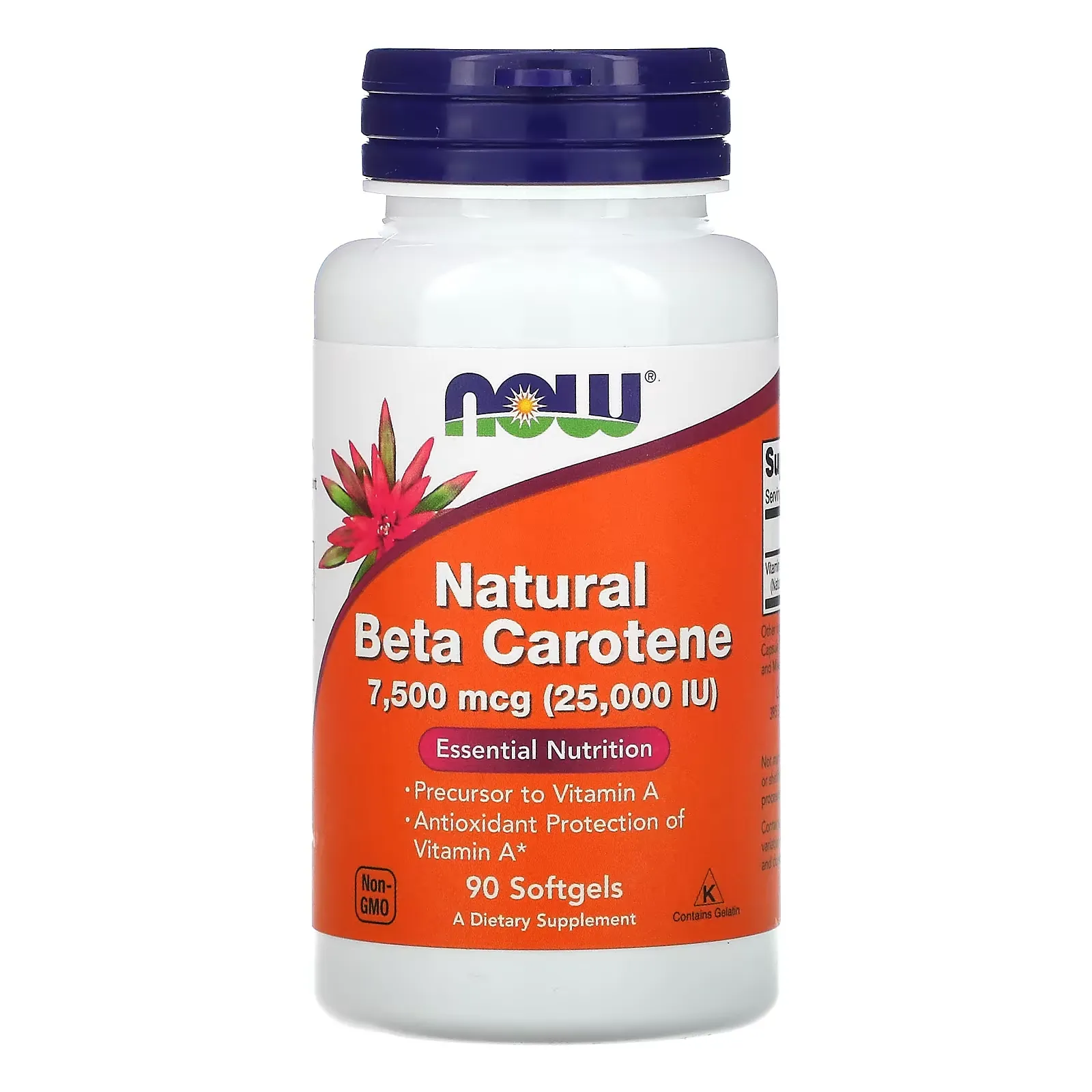 Natural Beta Carotene, 7,500 mcg (25,000 IU), 90 Softgels