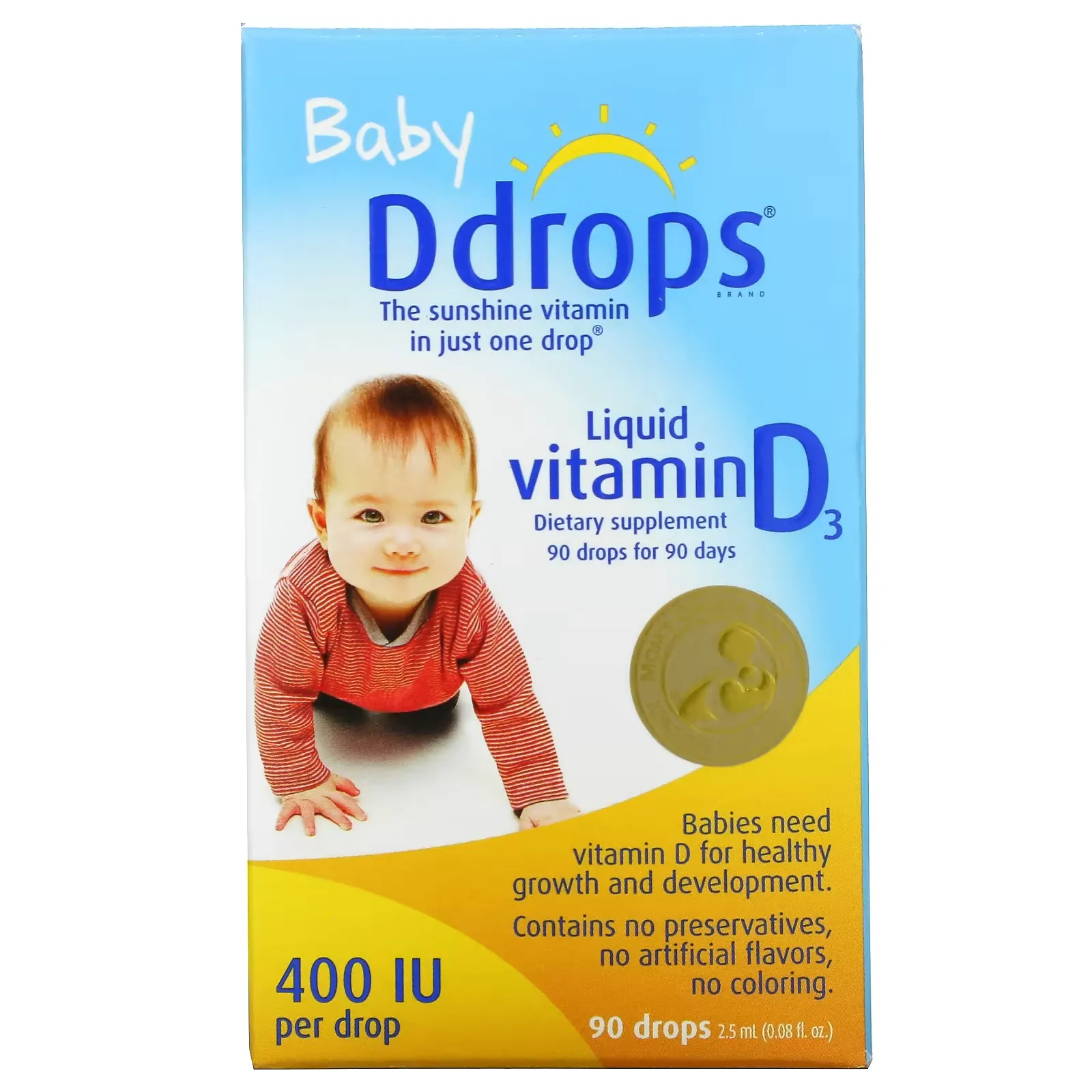 Baby, Liquid Vitamin D3, 400 IU, 90 Drops, 0.08 fl oz (2.5 ml)