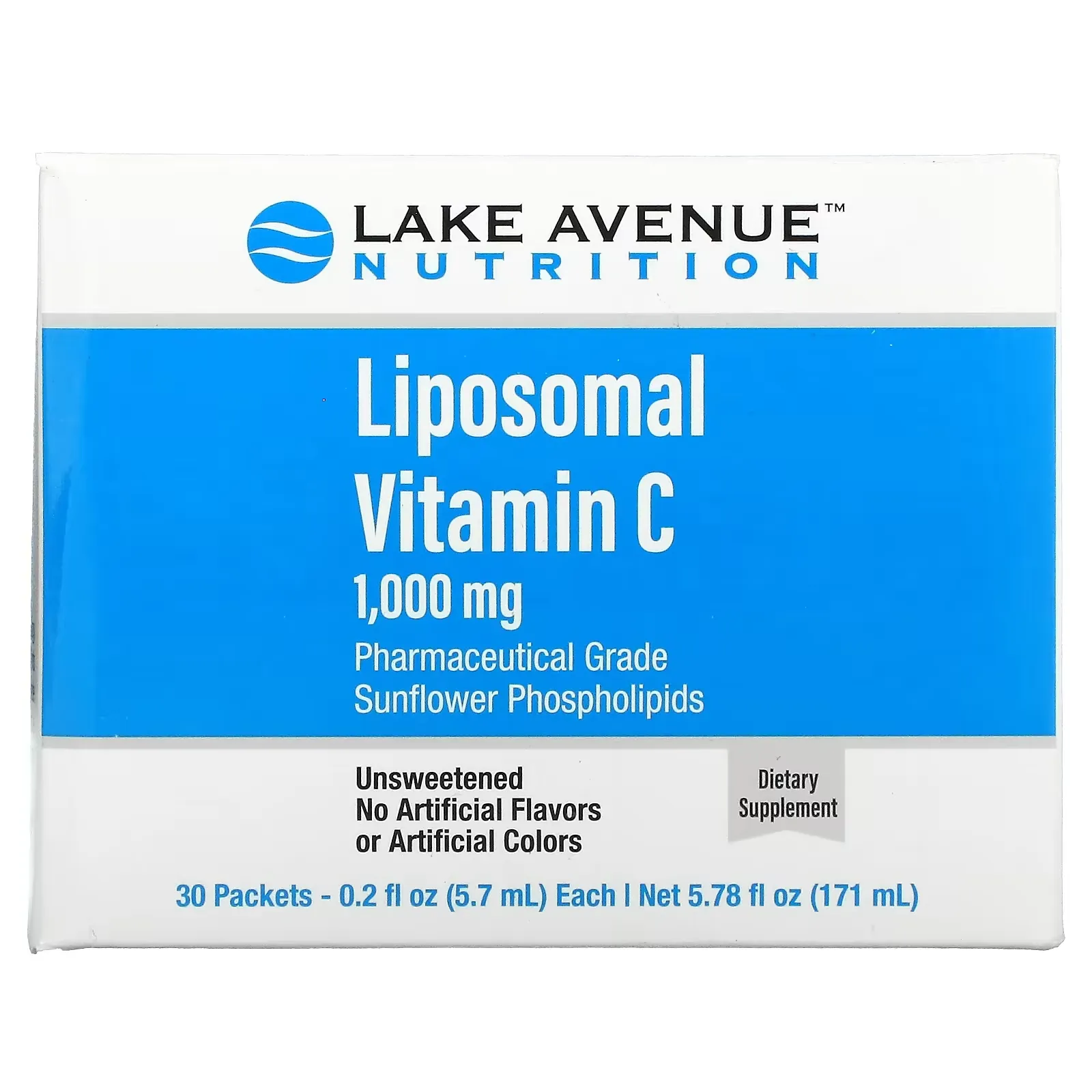 Liposomal Vitamin C, Unsweetened, 1,000 mg, 30 Packets, 0.2 oz (5.7 ml) Each