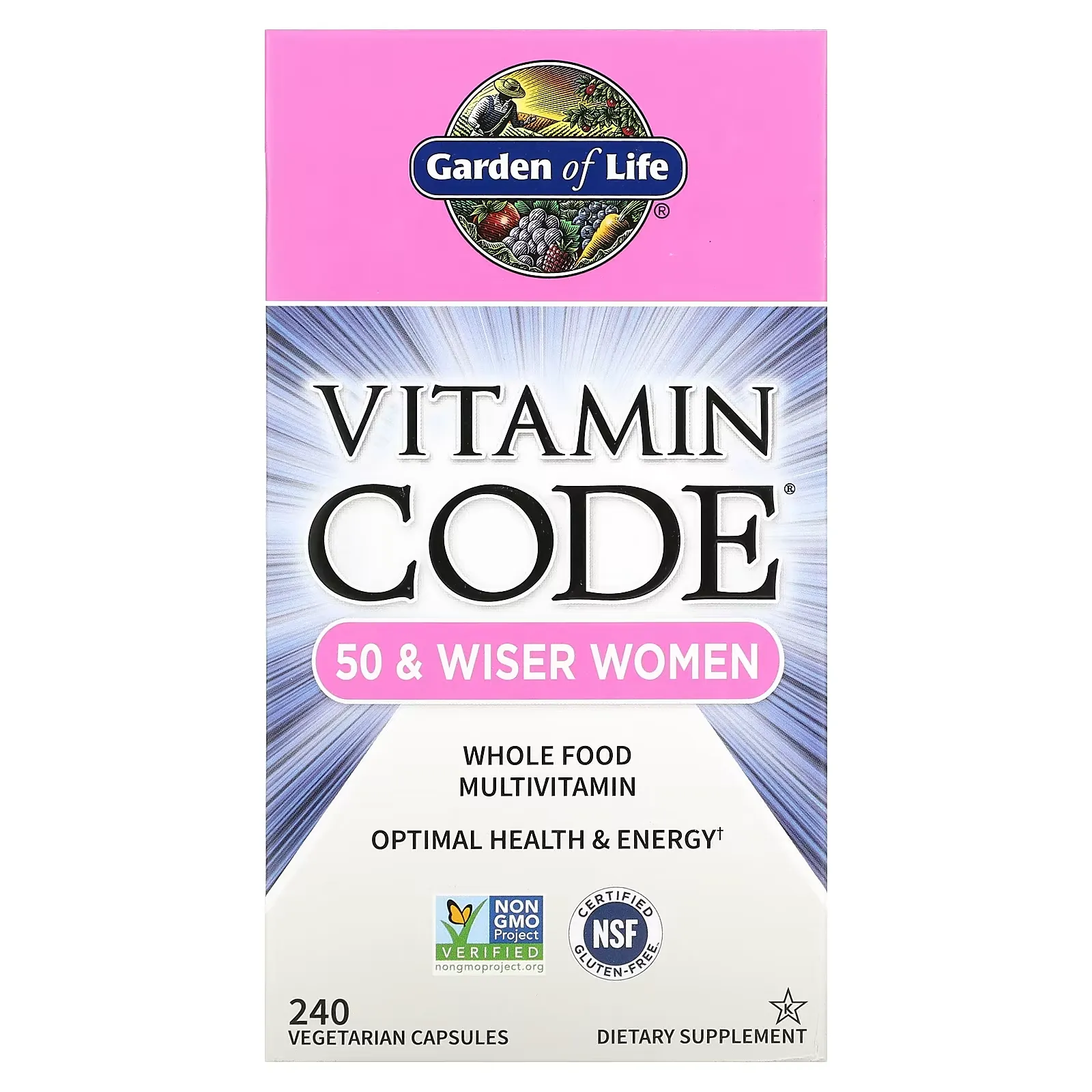 Vitamin Code, Whole Food Multivitamin for Women, 50 & Wiser, 240 Vegetarian Capsules