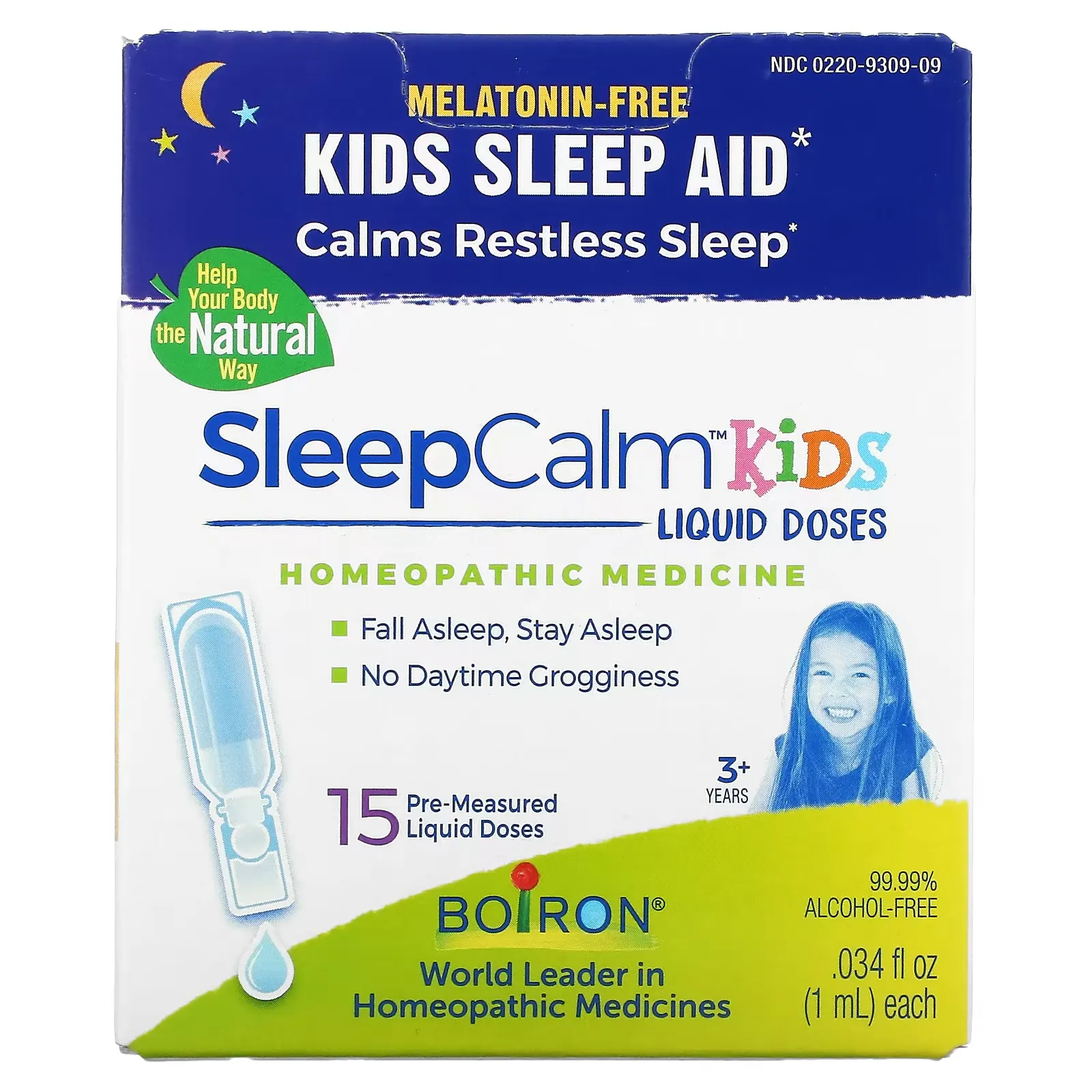 Kids, SleepCalm Liquid Doses, 3+ Years, Melatonin-Free, 15 Pre-Measured Liquid Doses, 0.034 fl oz (1 ml) Each