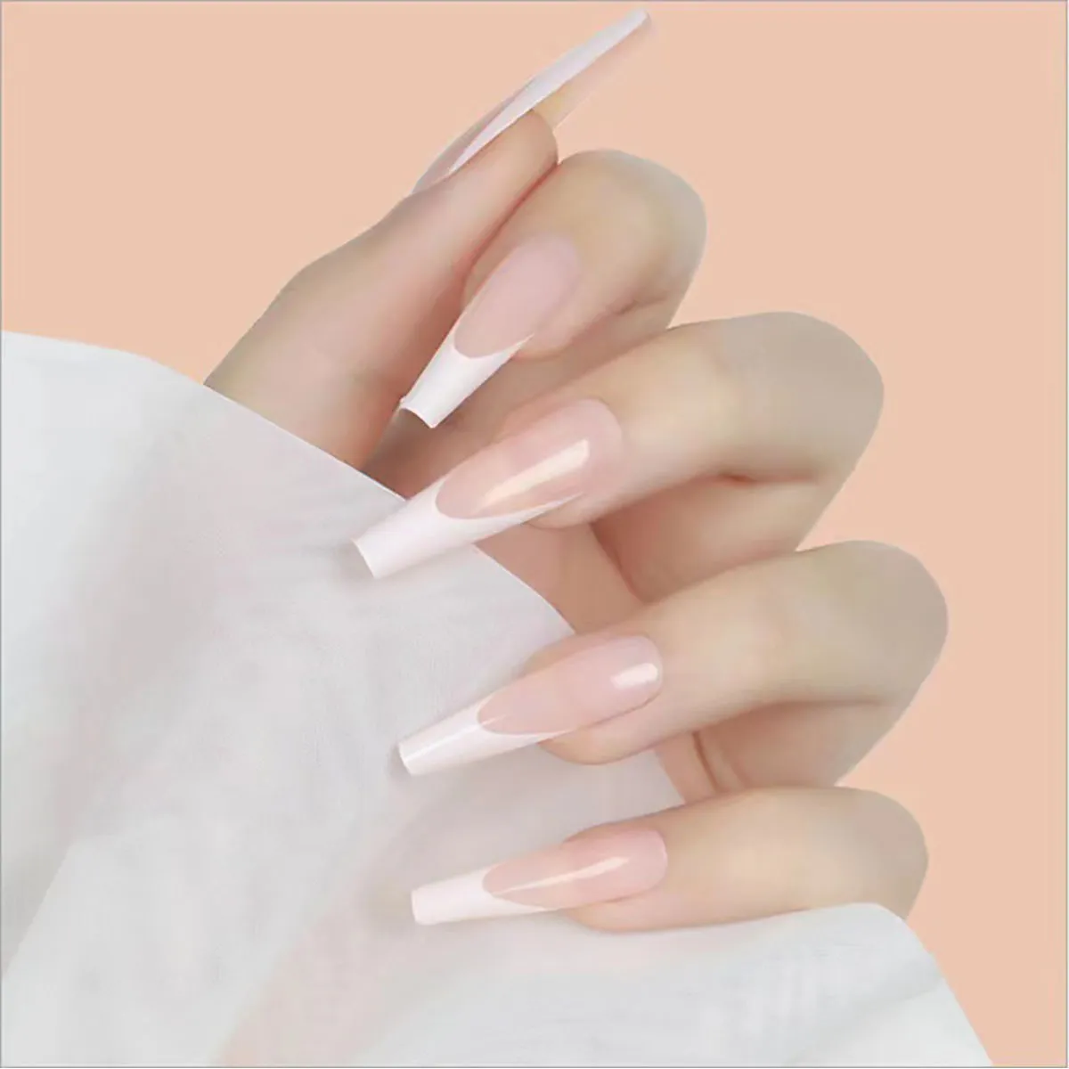 Pipa Bella by  Fashion Classic Long French Manicure Stick On Nails