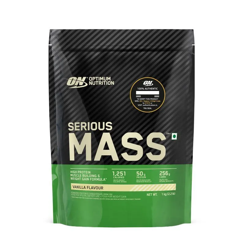 Optimum Nutrition (ON) Serious Mass High Protein High Calorie Weight Gainer Powder - Vanilla