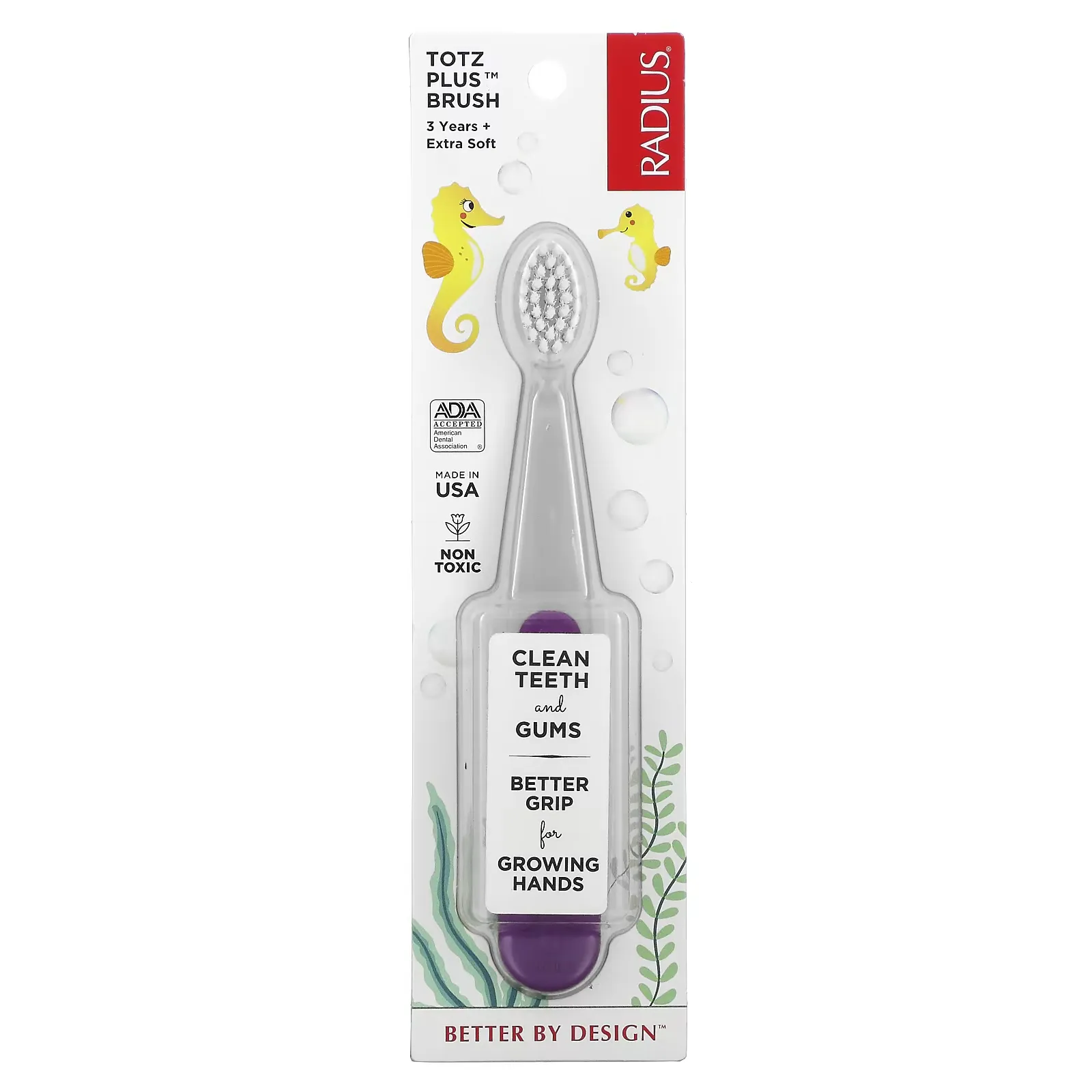 Totz Plus Brush, 3 Years +, Extra Soft, Gray Purple, 1 Toothbrush