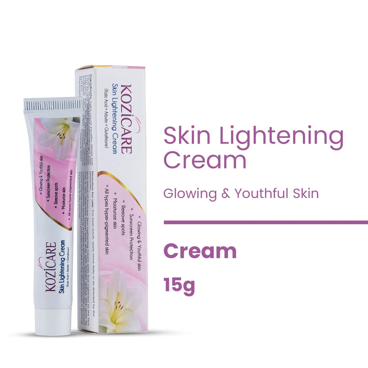 Kozicare Skin Lightening Non-Sticky Cream Lotion Best for Melasma (New Formula)