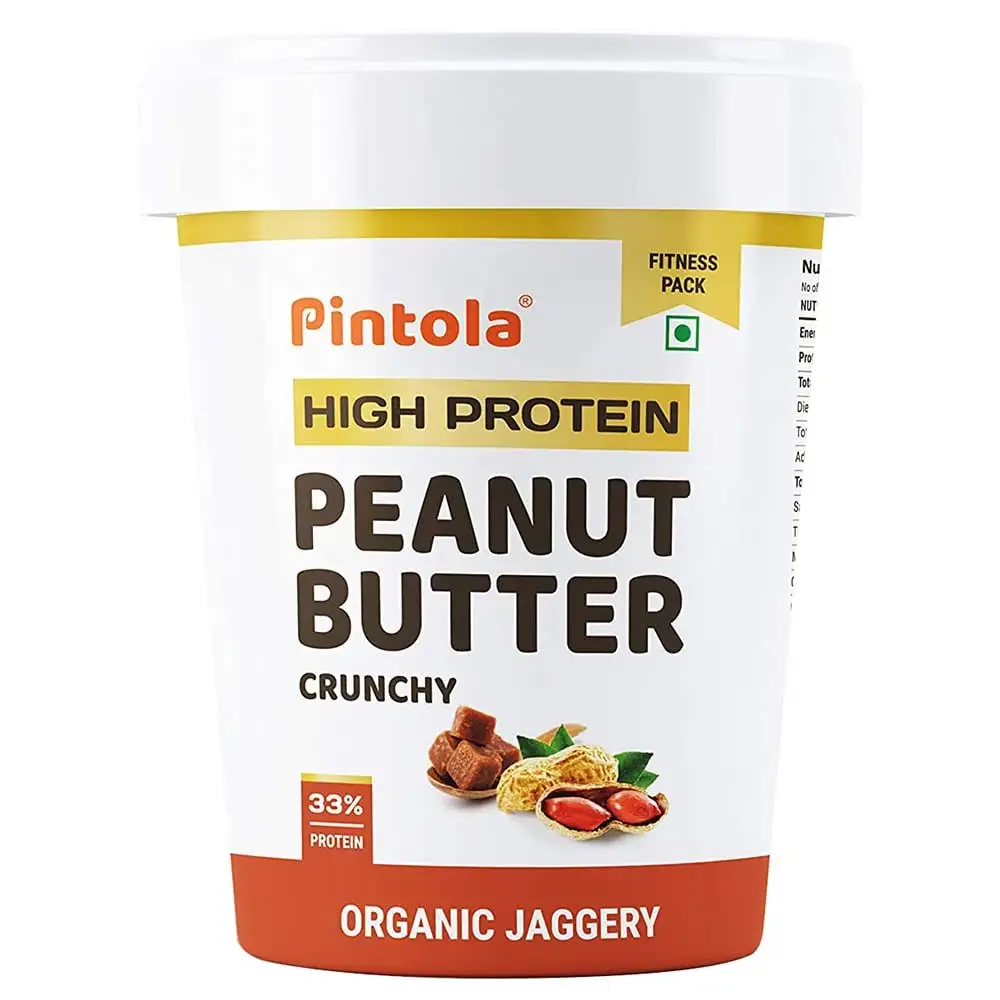 Pintola High Protein Peanut Butter,  0.510 kg  Organic Jaggery Crunchy