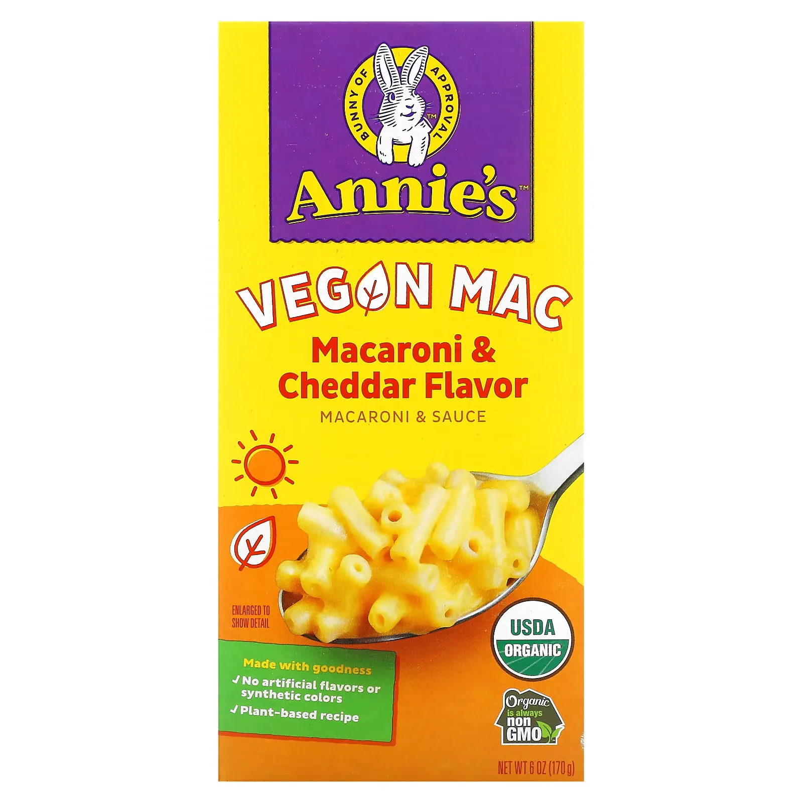 Organic Vegan Mac, Cheddar Flavor, 6 oz (170 g)