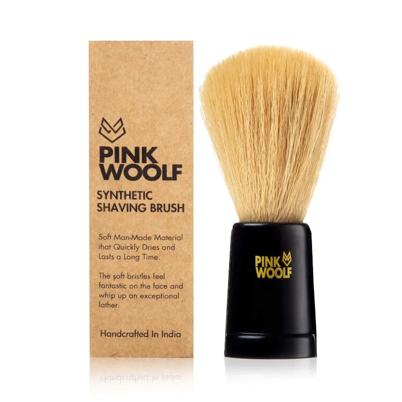 Pink Woolf Synthetic Bristle Shaving Brush (Soft Bristles)