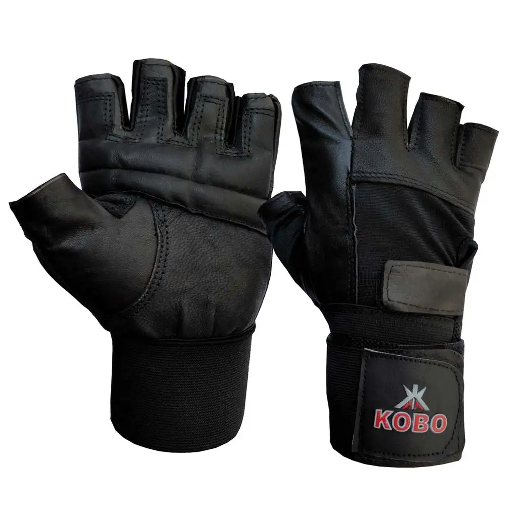 KOBO Leather Weight Lifting Gloves (3614),  Black  Small