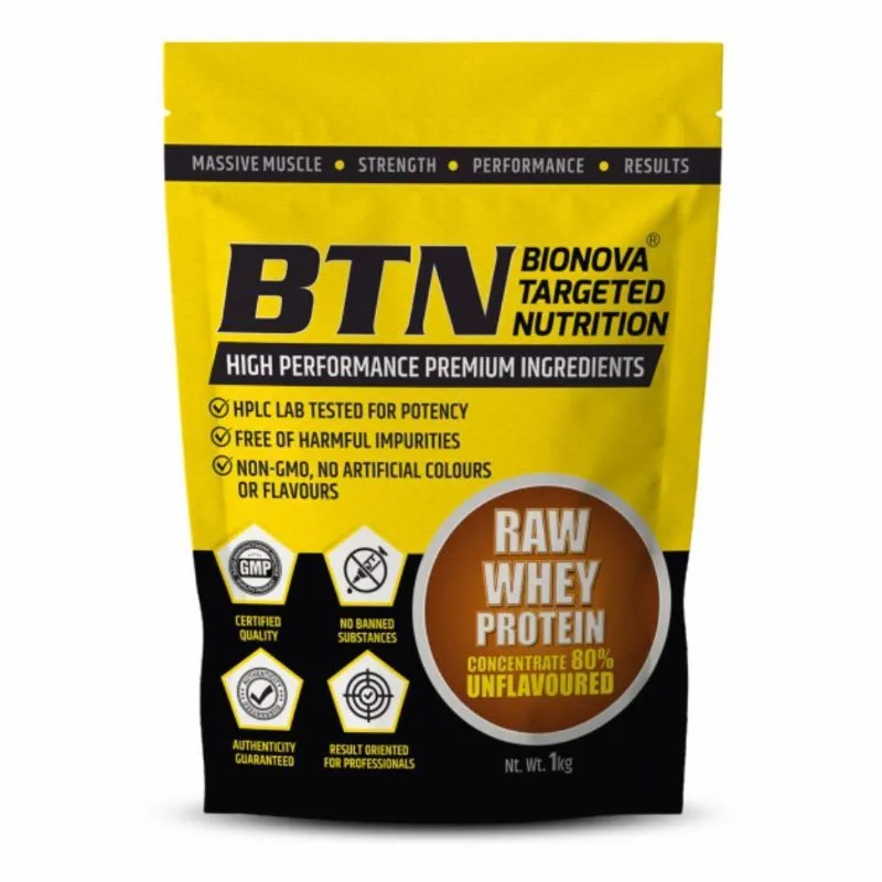 BTN Sports Raw Whey Protein Powder Concentrate, Raw Whey Protein Supplement (Unflavoured)