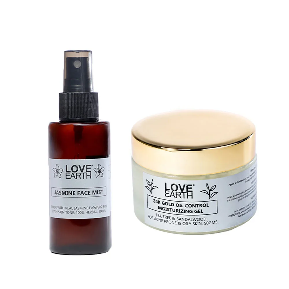 Love Earth Jasmine Mogra Toner + 24k Gold Oil Moisturizing Gel