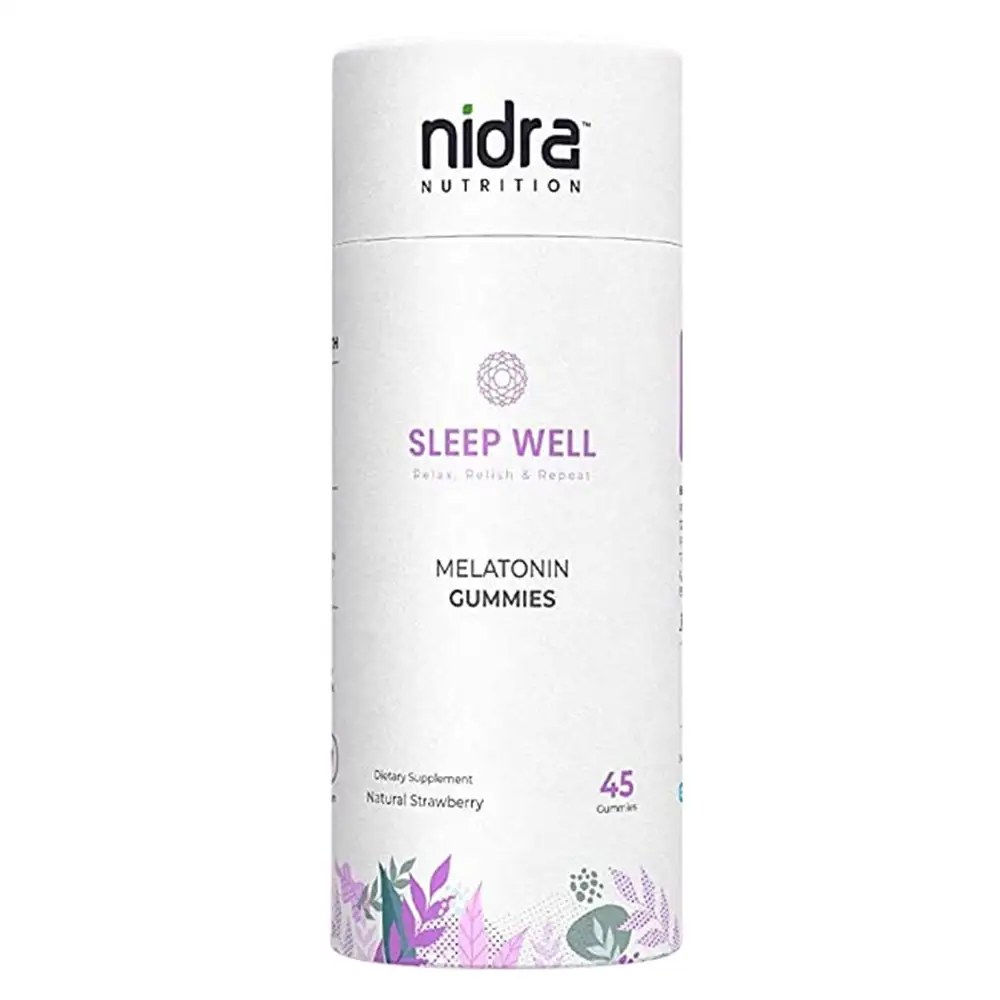 Nidra Nutrition Sleep Well Melatonin,  45 gummies  Strawberry