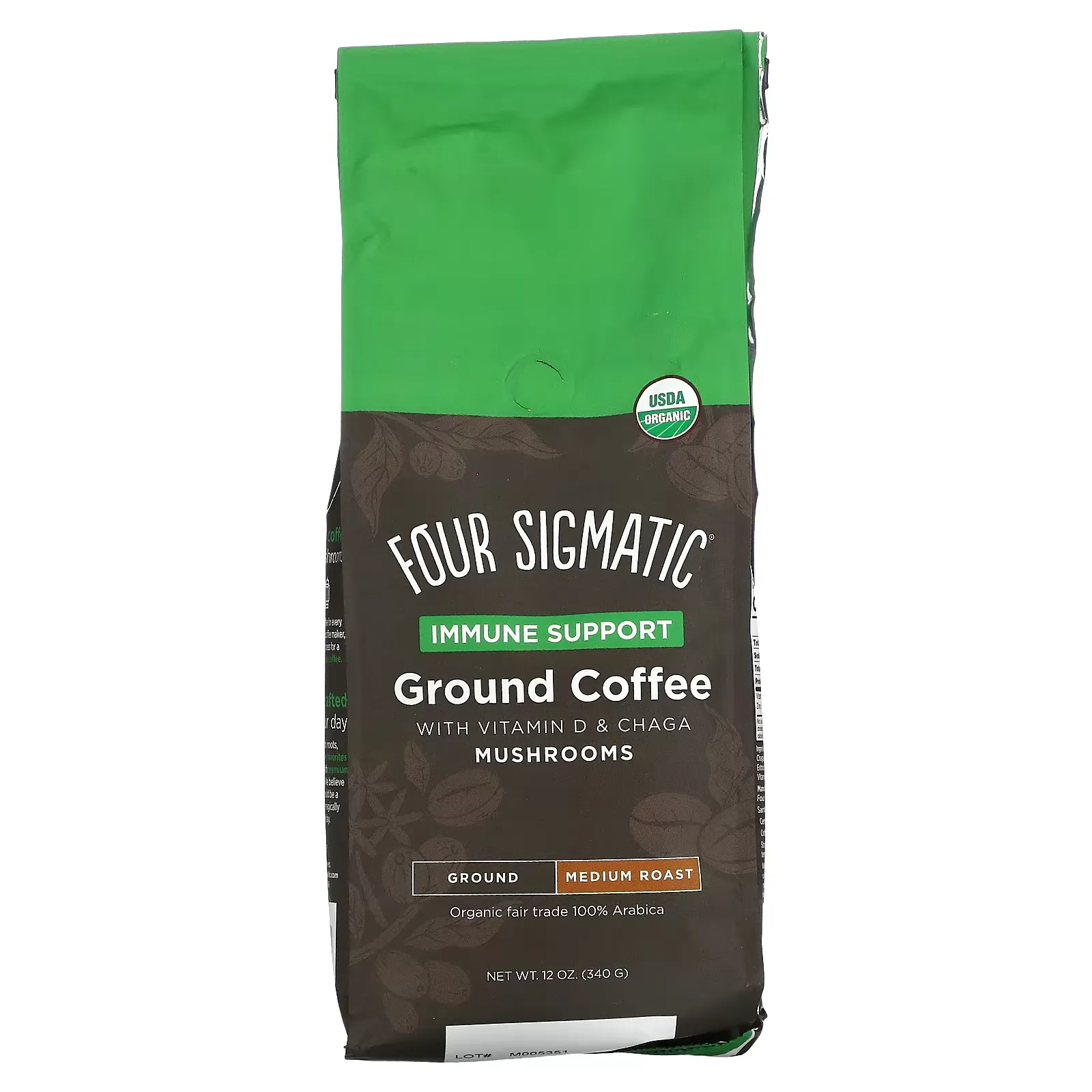 Ground Coffee with Vitamin D & Chaga Mushrooms, Immune Support, Medium Roast, 12 oz (340 g)