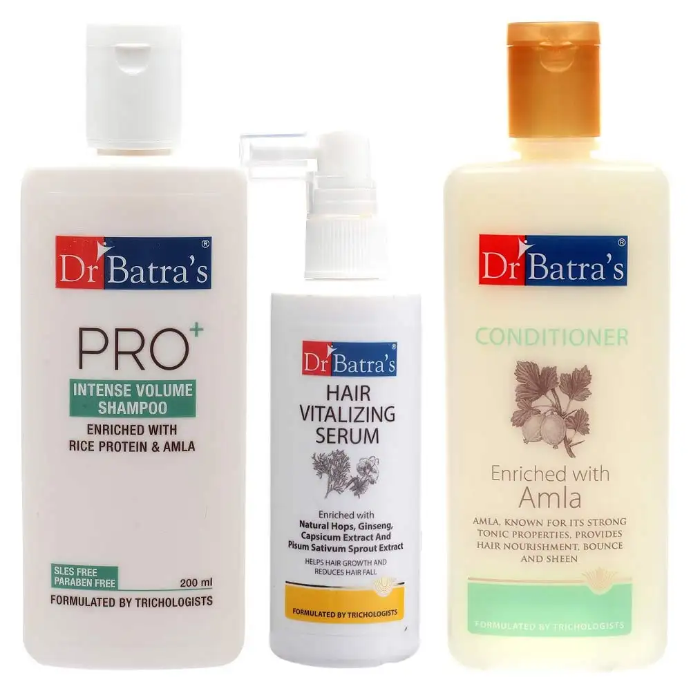 Dr Batra's Pro+ Intense Volume Shampoo Conditioner & Hair Vitalizing Serum Combo,  3 Piece(s)/Pack  for All Types of Hair