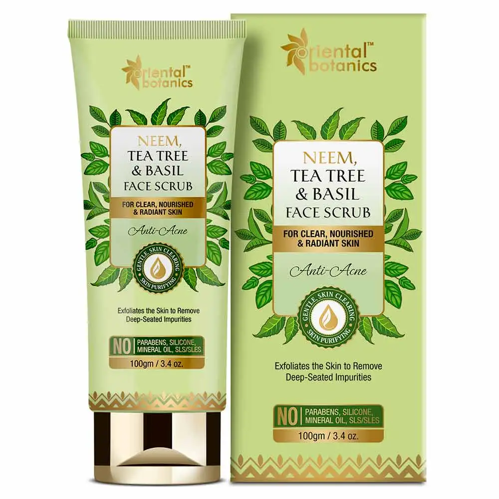 Oriental Botanics Neem Tea Tree & Basil Body Scrub,  100 ml  for Soft Supple & Exfoliated Skin