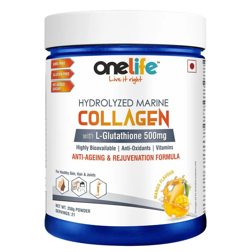 Onelife Hydrolyzed Marine Collagen Powder Supplement, Mango flavor