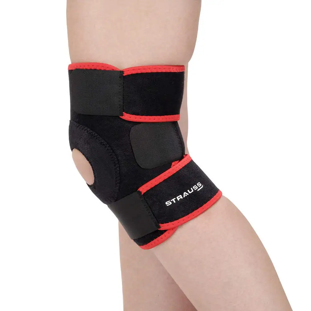 Strauss Adjustable Knee Support Patella,  Black  Free Size