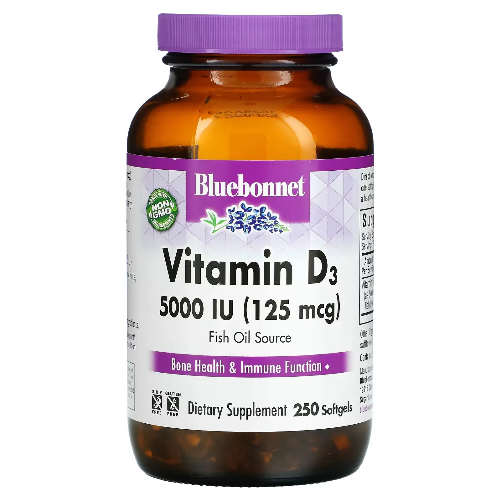 Vitamin D3, 125 mcg (5000 IU), 250 Softgels