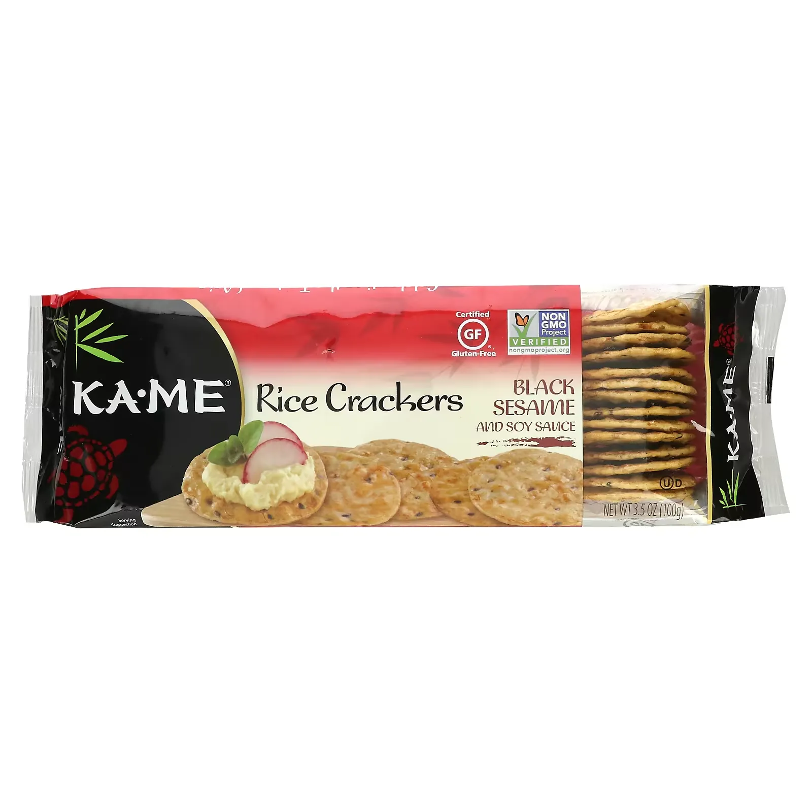 Rice Crackers, Black Sesame and Soy Sauce, 3.5 oz (100 g)