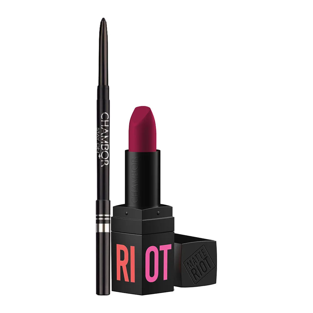 Chambor Stay-on Kohl & Wild Rose Matte Riot Combo