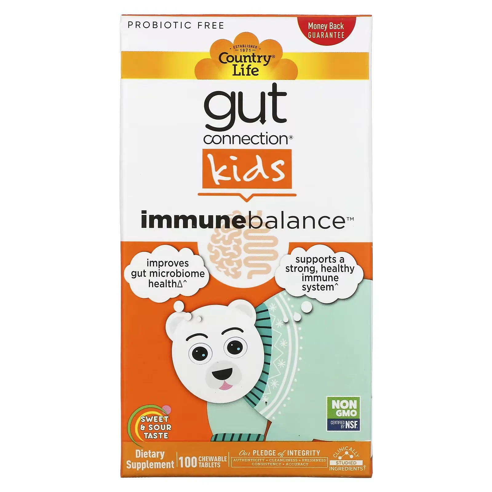 Gut Connection Kids, Immune Balance, Sweet & Sour, 100 Chewable Tablets