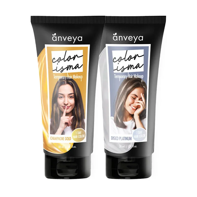 Anveya Colorisma Champagne Gold & Disco Platinum -Temporary Hair Color Makeup