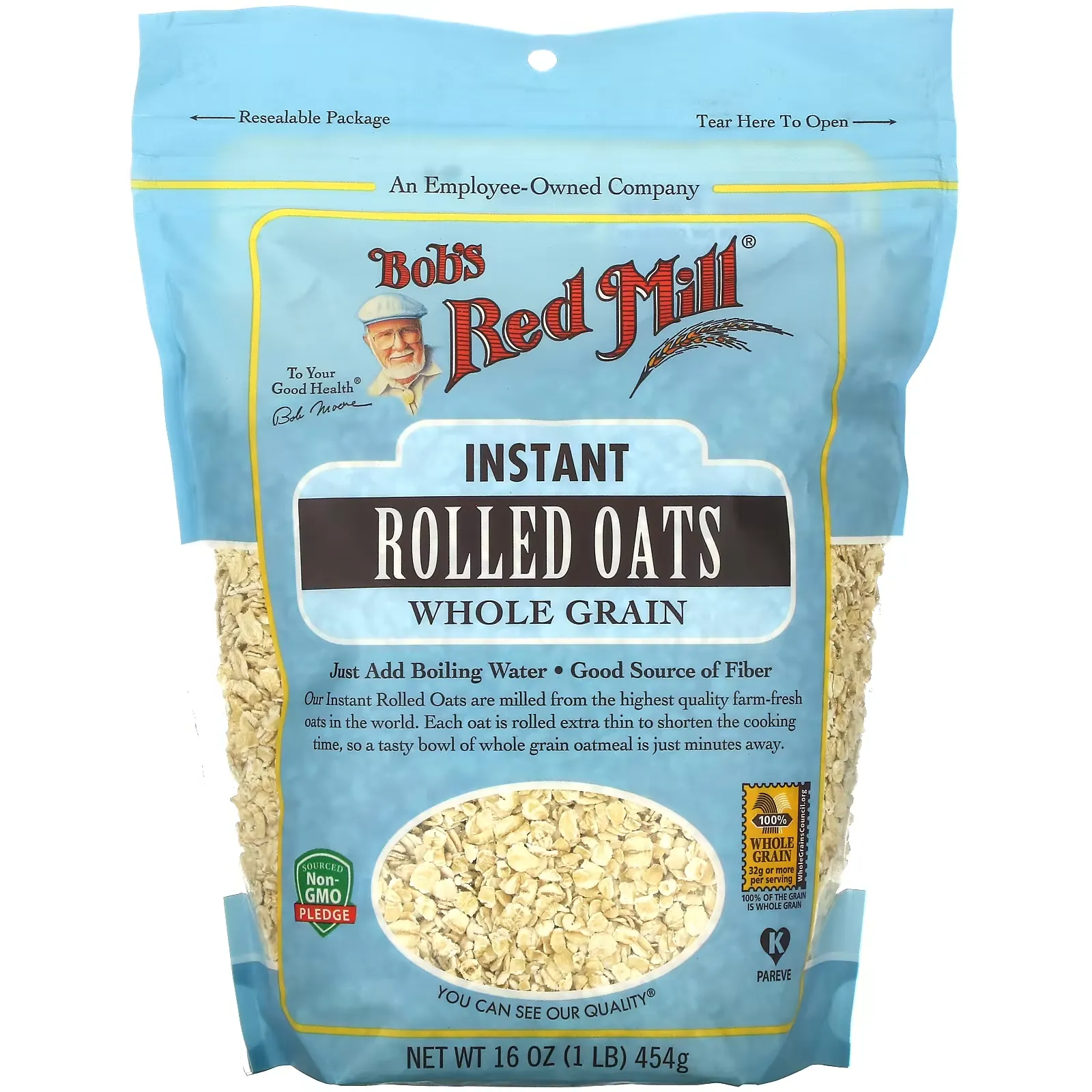 Instant Rolled Oats, Whole Grain, 16 oz (454 g)