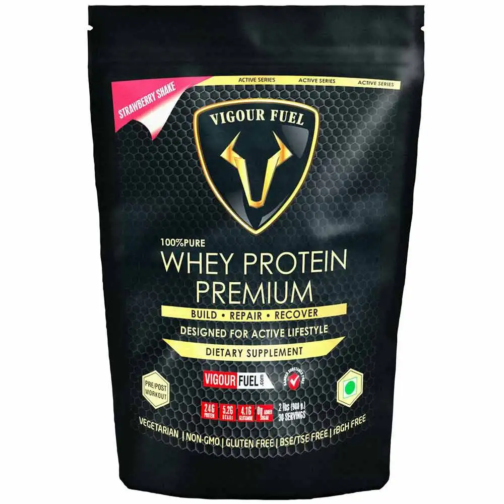 Vigour Fuel 100% Whey Protein Premium,  2 lb  Strawberry Shake