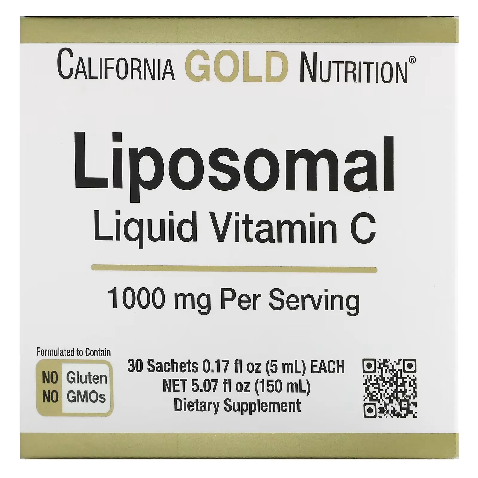 Liposomal Liquid Vitamin C, Unflavored, 1000 mg, 30 Sachets, 0.17 fl oz  (5 ml) Each