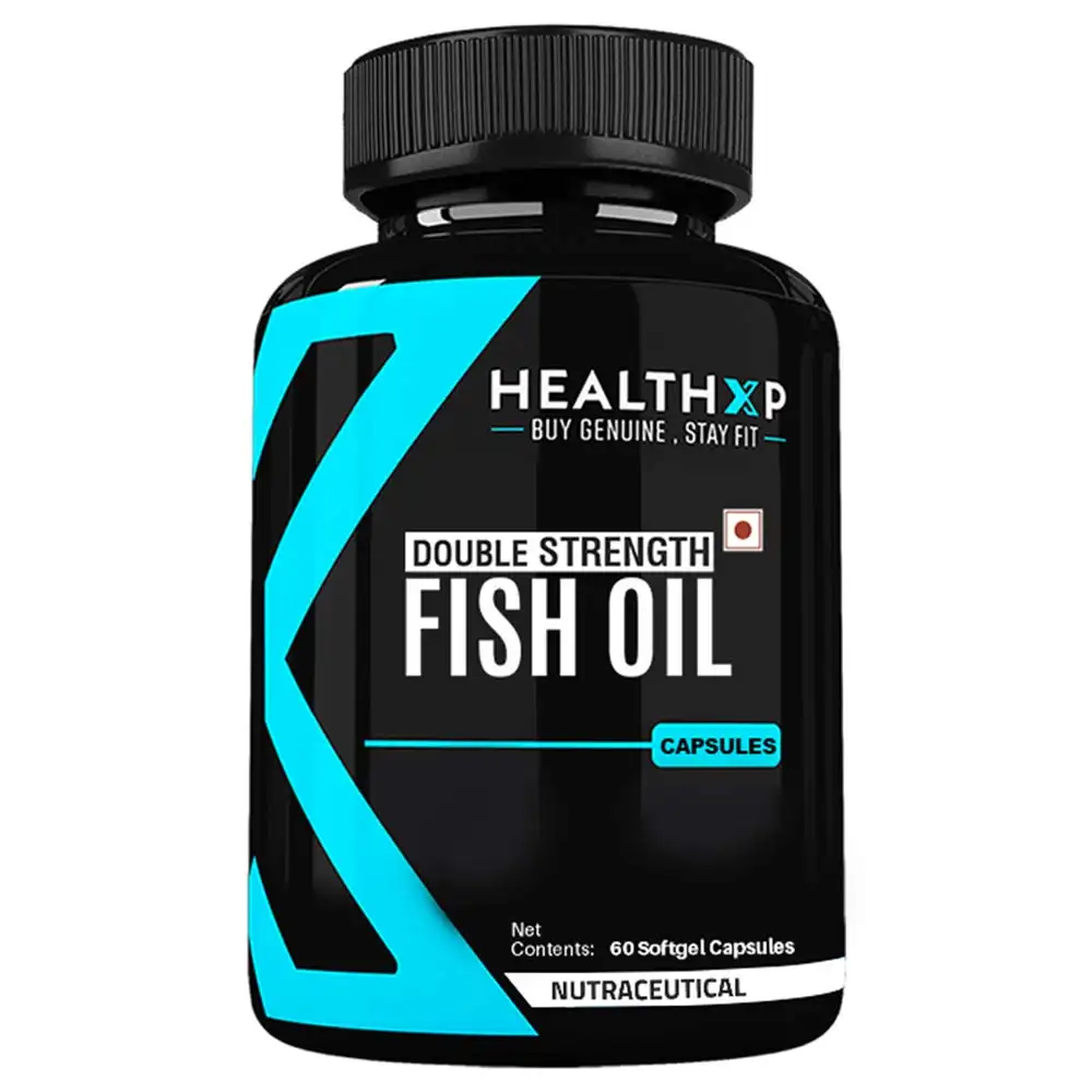 HealthXP Essential Series Omega 3 Double Strength Enteric Coated Fish Oil,  60 capsules