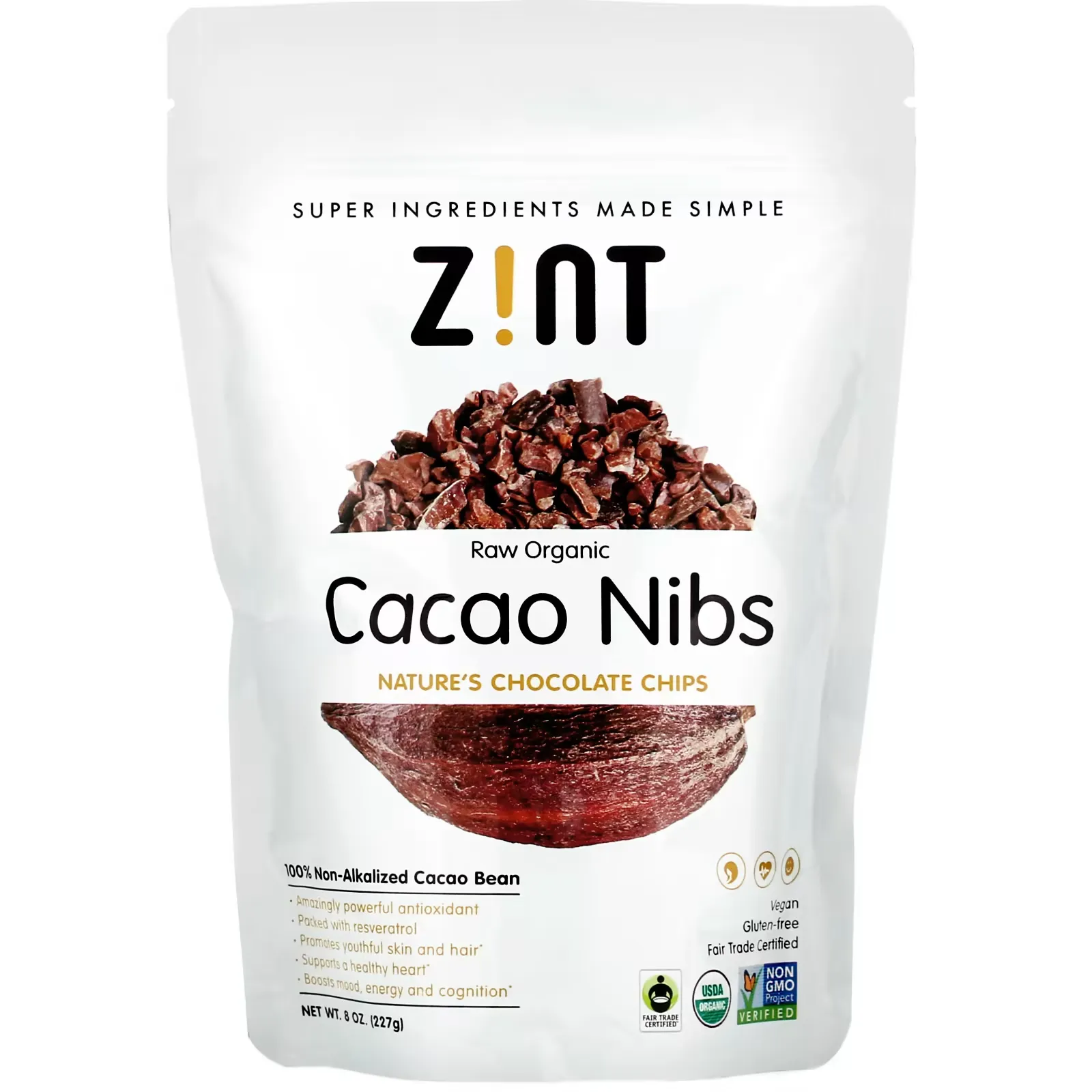 Raw Organic Cacao Nibs, 8 oz (227 g)