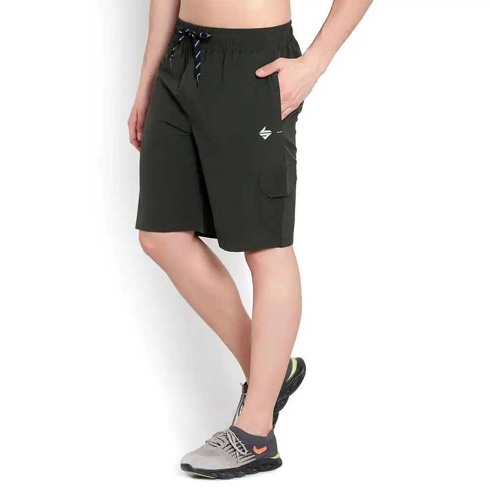 John Ally Dry-Fit Gym Workout Shorts with Zipper Pockets & Cargo Deep Pockets,  Medium  Dark Olive Green